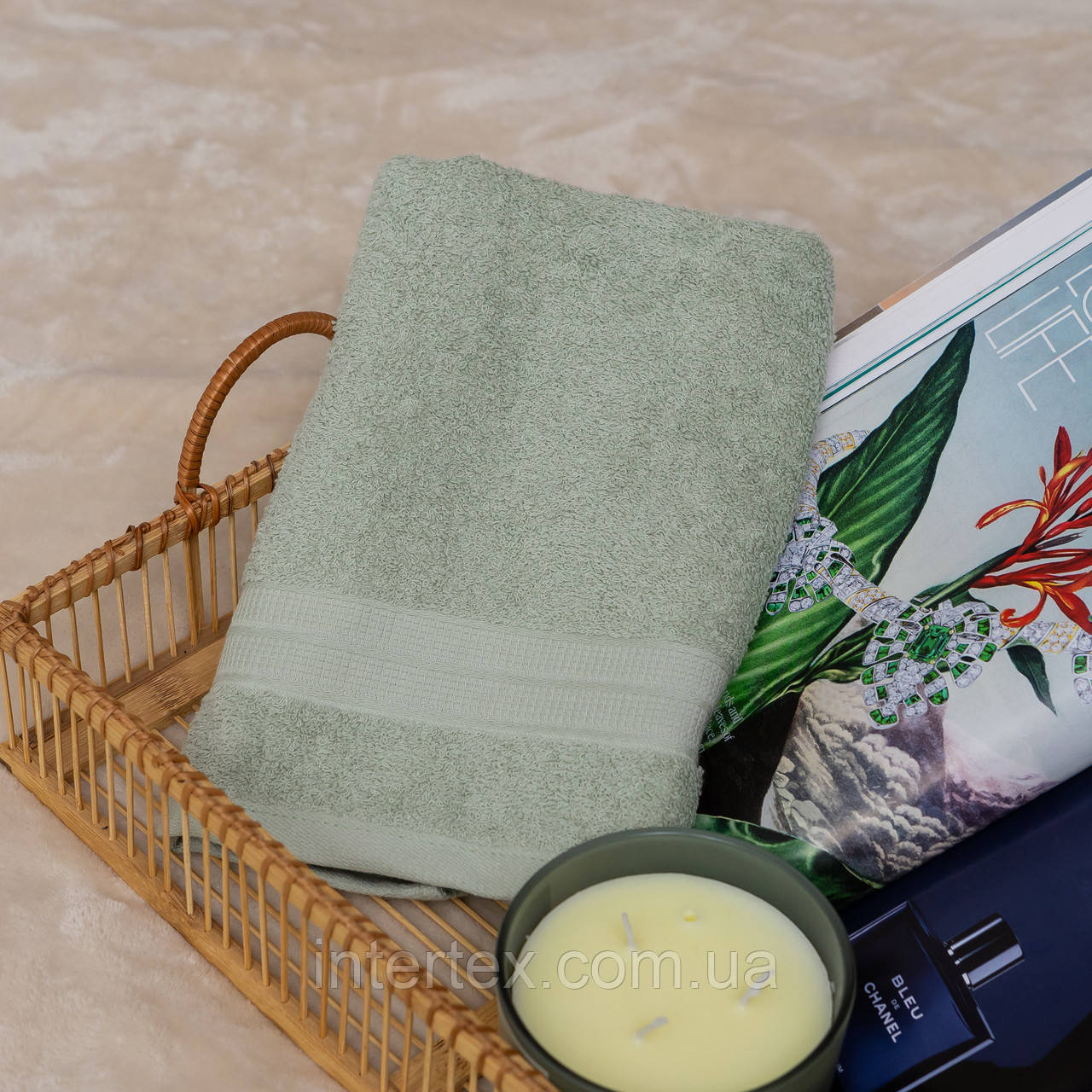 Рушник лицьовий махровий Туреччина (м'ятний) 90х50 см, фото 1
