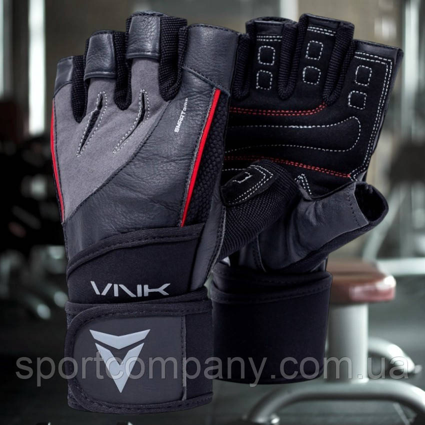 Рукавички для фітнесу та атлетики у спортзал VNK SGRIP Grey розмір M натуральна шкіра Nappa замша та неопрен
