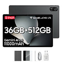 Планшет Blackview MEGA 8 Grey 12/512Gb 13" дюймов 4G LTE 11000mAh + чехол стекло стилус