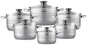 Набір каструль 12 пр. Bohmann BH 1512  (2.1 л, 2,9  л, 3,9 л, 3,9 л, 6,6 л )