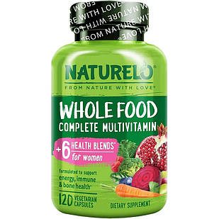 NATURELO Whole Food for Women Вітамини для жінок із фруктів та овочів, 120 капсул на 30 днів. До 06/2026