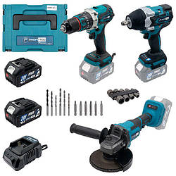Акумуляторний набір інструментів PROFI-TEC Combo Set 3/4 POWERLine (DHP485BL, PGA202BL, DTW800BL) (2×PT2040MP