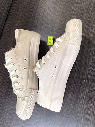 СКИДКА 40 р Кеди Navigator Конверси ALL BEIGE бежеві світлі унісекс демі кросівки текстиль, фото 2
