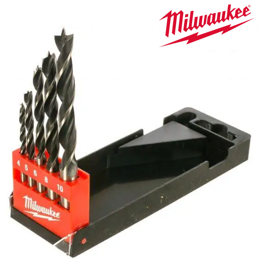 Набір свердел для дерева триточковий Milwaukee 4, 5, 6, 8, 10 мм 5 шт.
