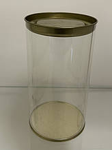 Тубус пластиковий 100х170 мм харчовий Прозорий із золотою кришкою і дном