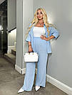 Костюм жіночий ЛІТНІЙ ЖАТКА 2-ка СОРОЧКА+ШТАНИ БАТАЛ р.48-58 БЛАКИТНИЙ 032, фото 5