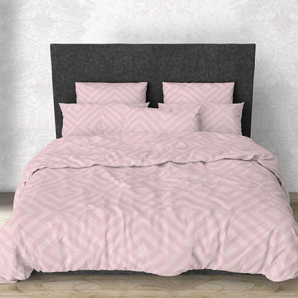 Світло рожева однотонна тканина 220см з геометричним малюнком для постільної білизни Бязь Gold Luх, рулон 50 м, Пакистан, фото 1