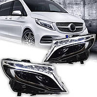 Передні світлодіодні фари для Mercedes-Benz Vito W447 (2013–2019), з проекційними лінзами, DRL та динамічними покажчиками повороту