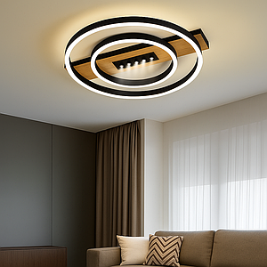 Світлодіодна LED люстра до 18 м ² з пультом SY-16105/400 BK+Imitation wood