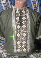 Вишиванка з коротким рукавом для чоловіка "Тризуб" ручна вишивка