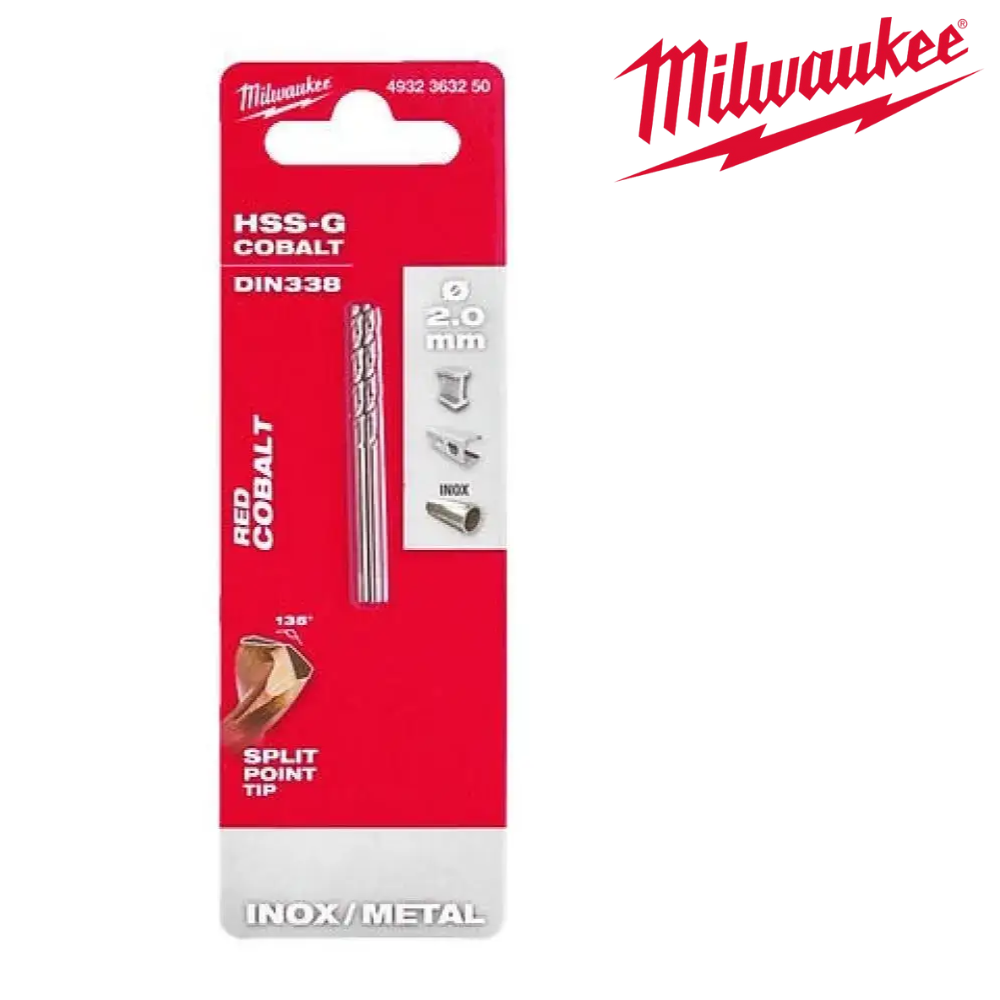 Свердло для металу Milwaukee HSS-Co DIN338 2,0 мм (уп-2 шт)