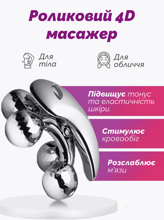 Роликовий 4D масажер для обличчя та тіла