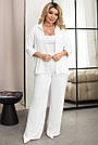 Костюм жіночий ЛІТНІЙ ЖАТКА 2-ка СОРОЧКА+ШТАНИ БАТАЛ р.48-58 МОЛОЧНИЙ 032, фото 3
