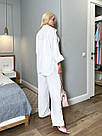 Костюм жіночий ЛІТНІЙ ЖАТКА 2-ка СОРОЧКА+ШТАНИ БАТАЛ р.48-58 МОЛОЧНИЙ 032, фото 4