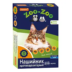 Нашийниквід бліх і кліщів для котів ZOO-ZOO 35 см 1шт Синій