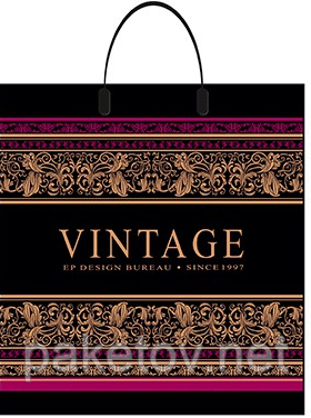 Пакет з пластиковою ручкою 38х40/90мкм. "Вінтаж" 25 шт/упаковці