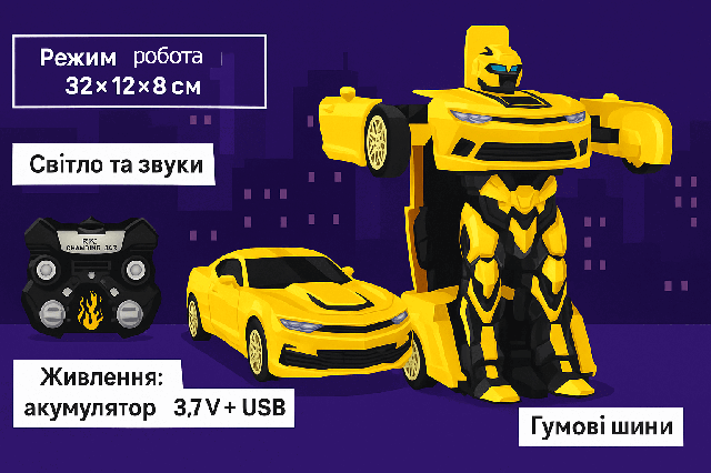 Машинка трансформер на пульті TT 671 — робот у стилі Бамблбі 