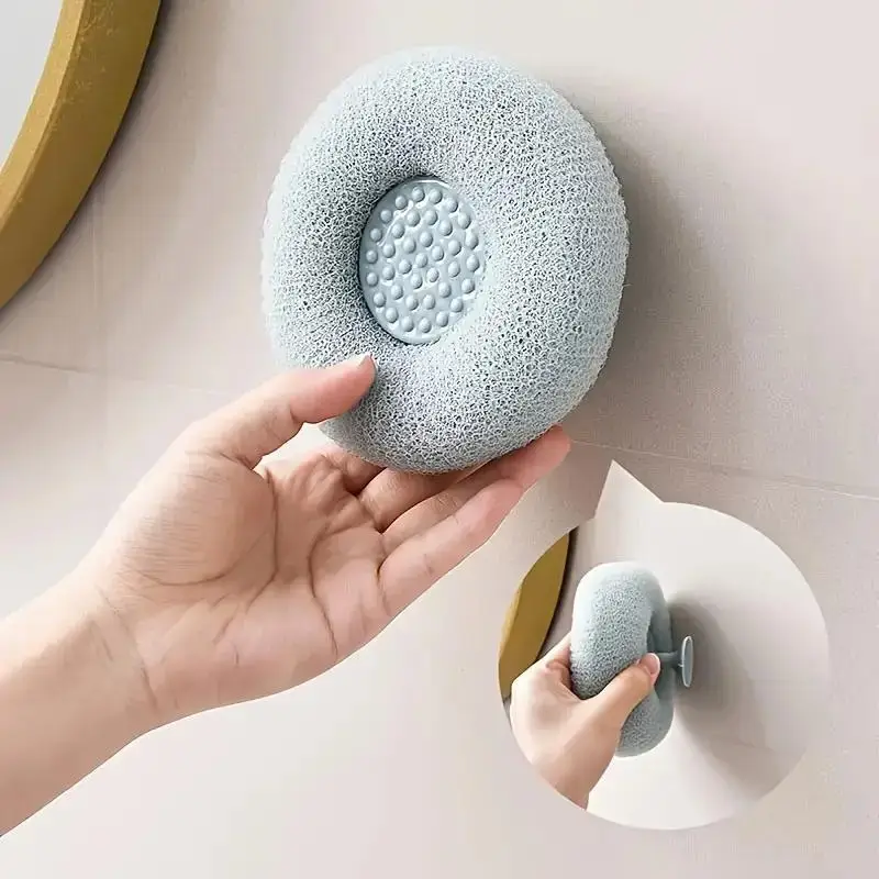 Мочалка масажна з присоскою, Light Blue