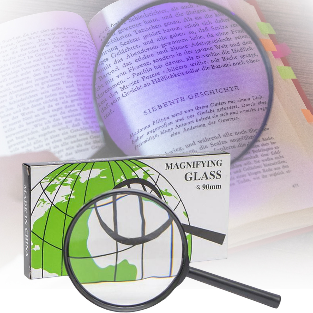 Лупа переглядова діаметром лінзи 90 мм з ручкою без футляра в упаковці 10 шт, фото 1