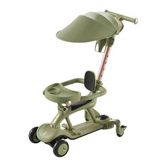 Дитячий самокат-каталка Maraton X2 4в1, з батьківською ручкою, захисним бортиком, капюшоном та сидінням