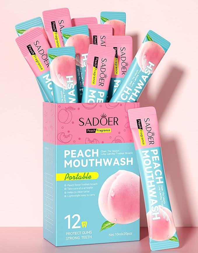Ополіскувач для порожнини рота зі смаком персика Sadoer Peach Mouthwash (20*10ml)