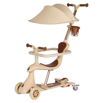 Дитячий самокат-толокар Maraton M7-10 4в1, із батьківською ручкою, сидінням, підніжкою та козирком