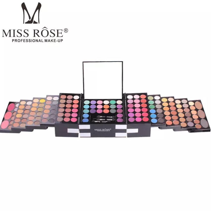 Подарункова валіза з професійною палітрою для макіяжу Miss Rose 148 відтінків