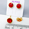 Сережки цвяшки, Червоний Swarovski, Xuping позолота 18K, фото 2