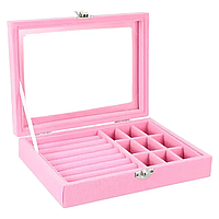 Скринька-органайзер для прикрас прямокутна, рожева