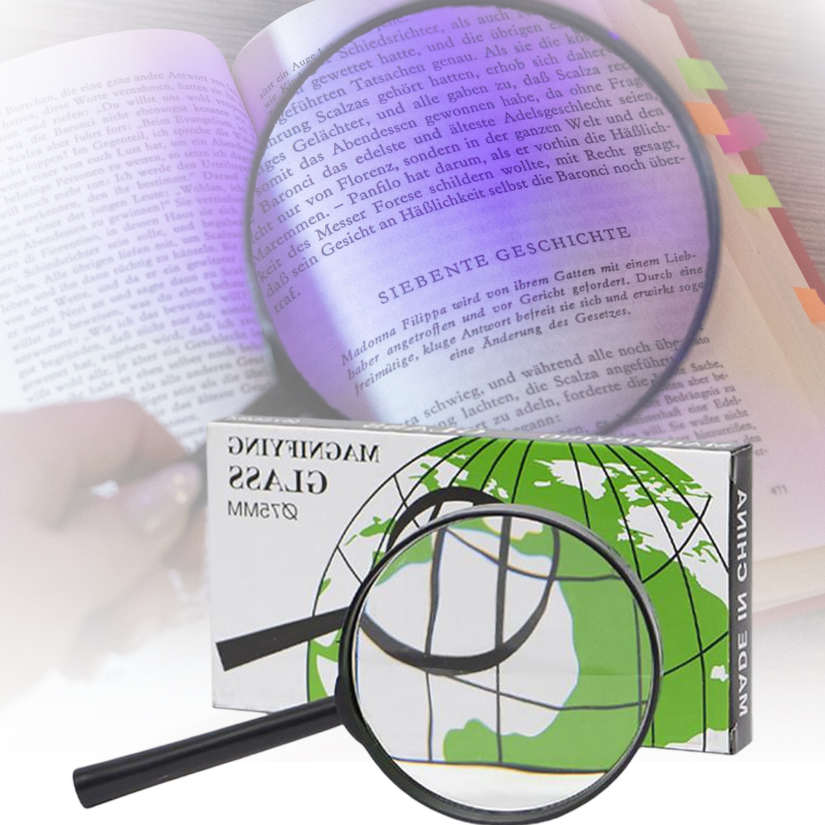 Лупа переглядова діаметром лінзи 75 мм з ручкою FD без футляра в упаковці 10 шт, фото 1