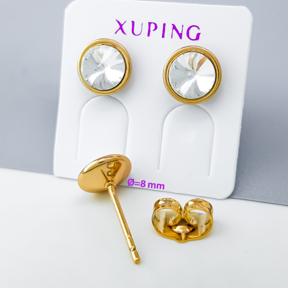 Сережки цвяшки, Сяйво зі Swarovski, Xuping позолота 18K, фото 1