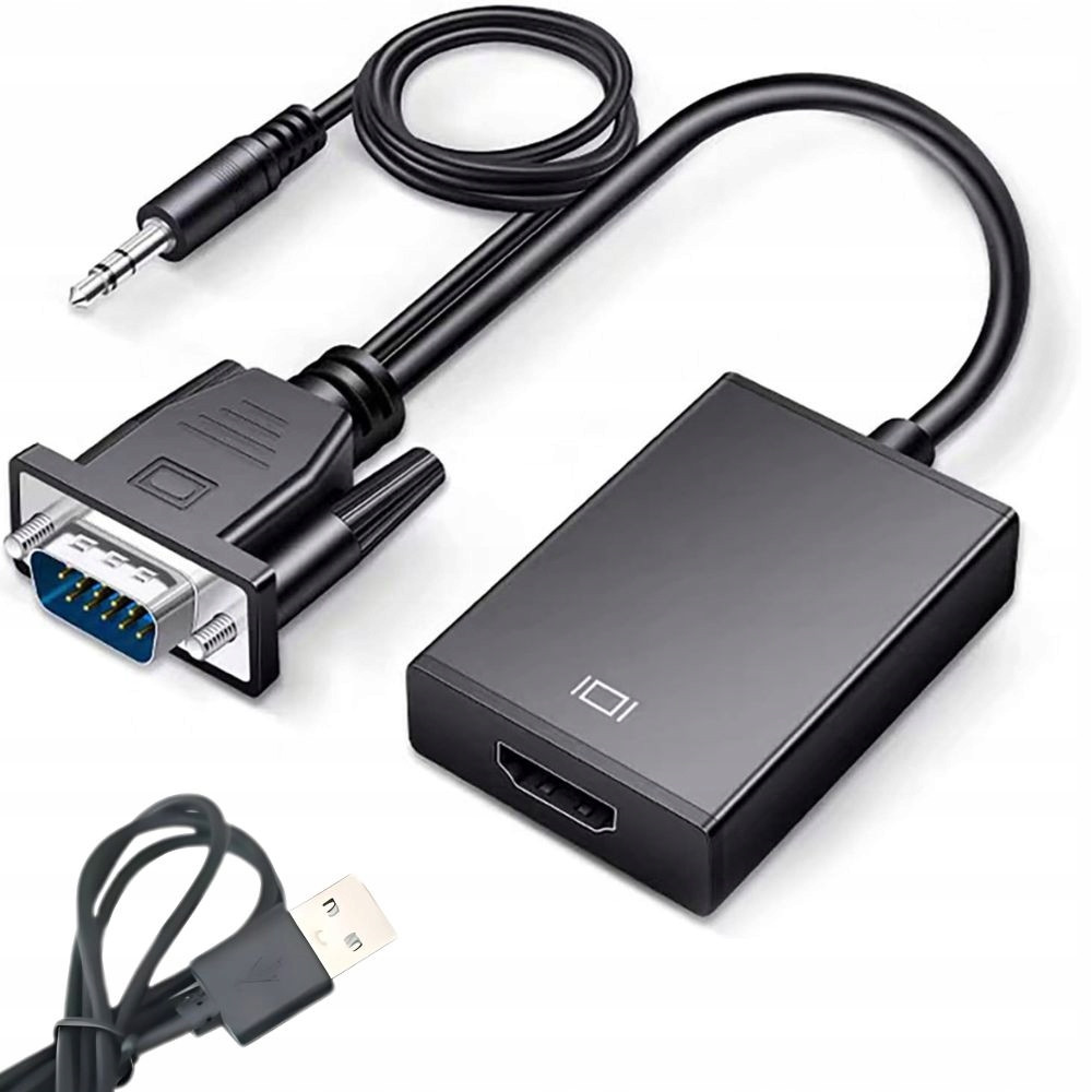 Кабель vga-hdtv full hd d-sub конвертер-адаптер з 3,5 роз'ємом і usb