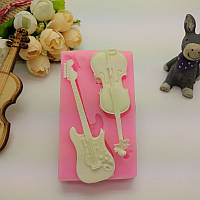 Молд силіконовий Скрипка та гітара 80 на 47 мм рожевий