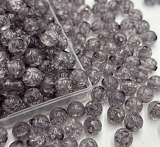 Акрилові намистини "Бите скло" / Ø-8 мм / Упаковка 20 грам ≈ 68 шт / Сірий №69