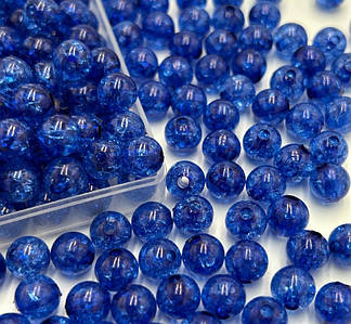 Акрилові намистини "Бите скло" / Ø-8 мм / Упаковка 20 грам ≈ 68 шт / Синій №66
