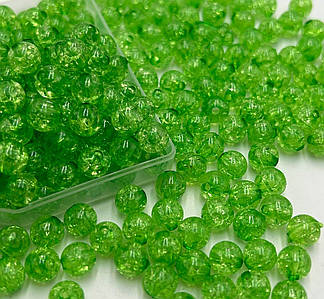 Акрилові намистини "Бите скло" / Ø-8 мм / Упаковка 20 грам ≈ 68 шт / Салатовий №67