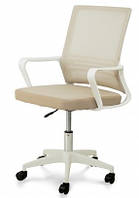 Дихаюче комп'ютерне крісло Веб з сітчастою бежевою спинкою для роботи персоналу, операторам офісу Мікс Меблі