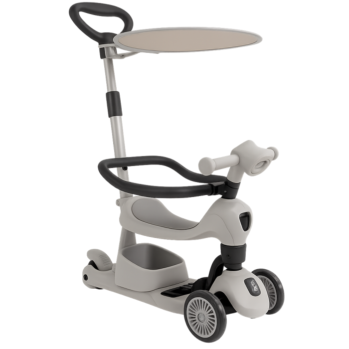 Дитячий самокат-трансформер Maraton K619B 3в1, з батьківською ручкою, захисним бортиком, сидінням і козирком, фото 1