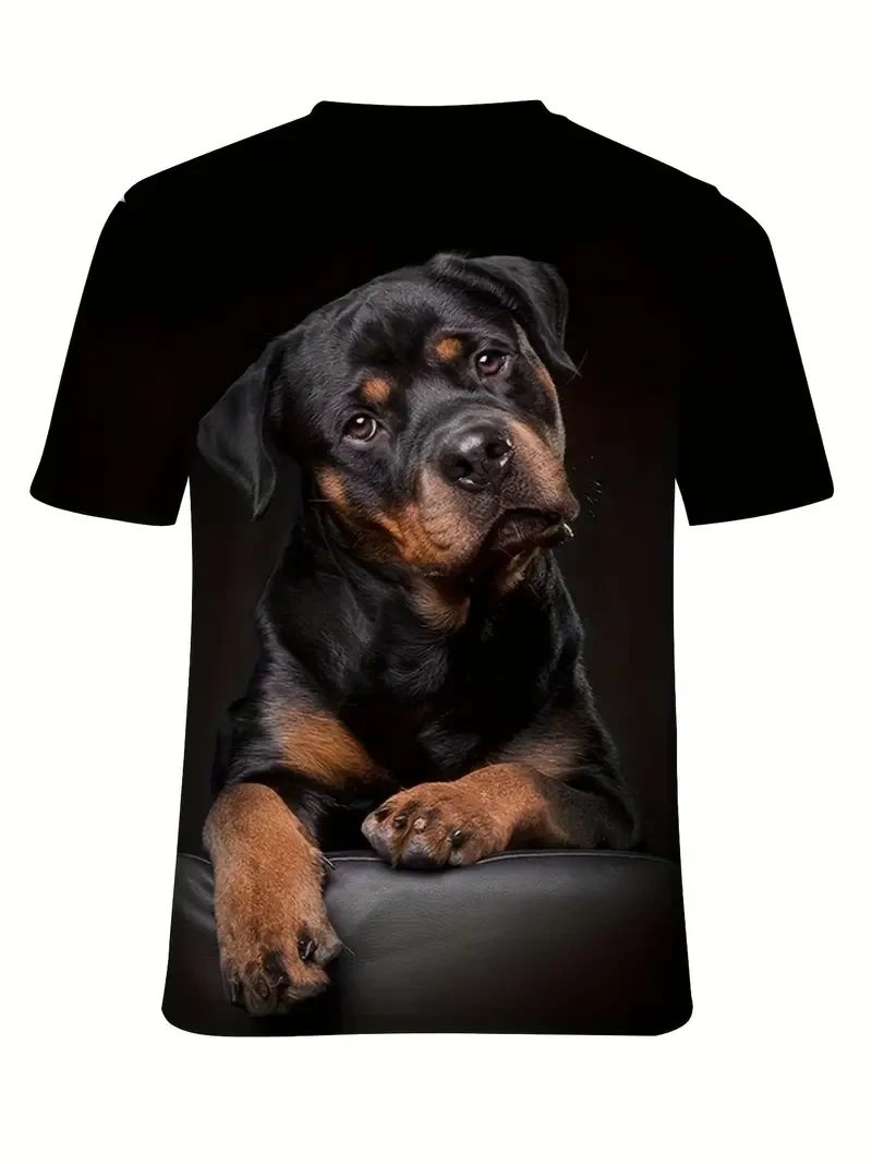 Футболка чоловіча з 3D принтом ротвелера, фото 1