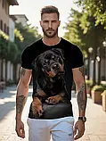 Футболка чоловіча з 3D принтом ротвелера, фото 2