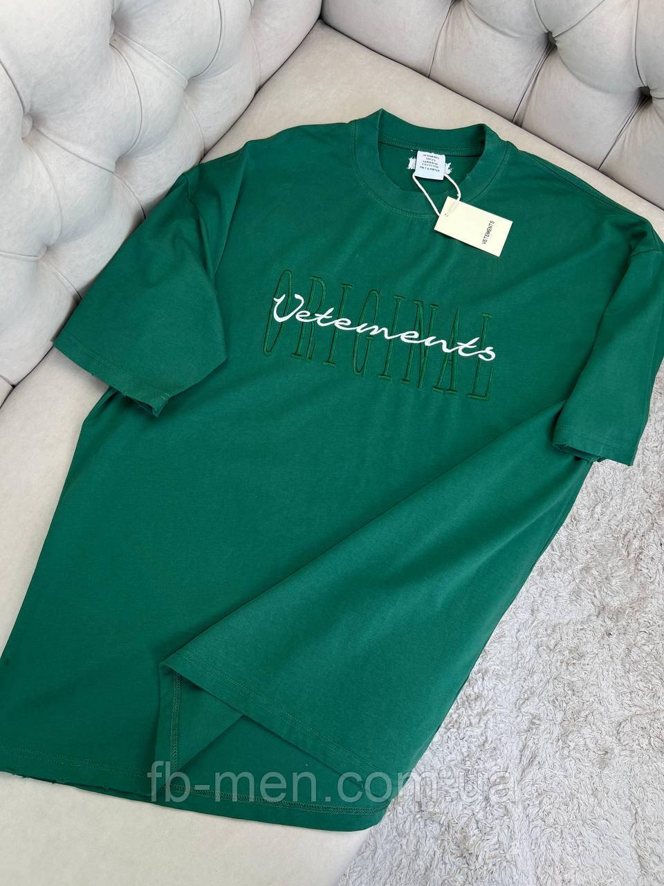 Футболка Vetements Green чоловіча зелена бавовна оверсайз
