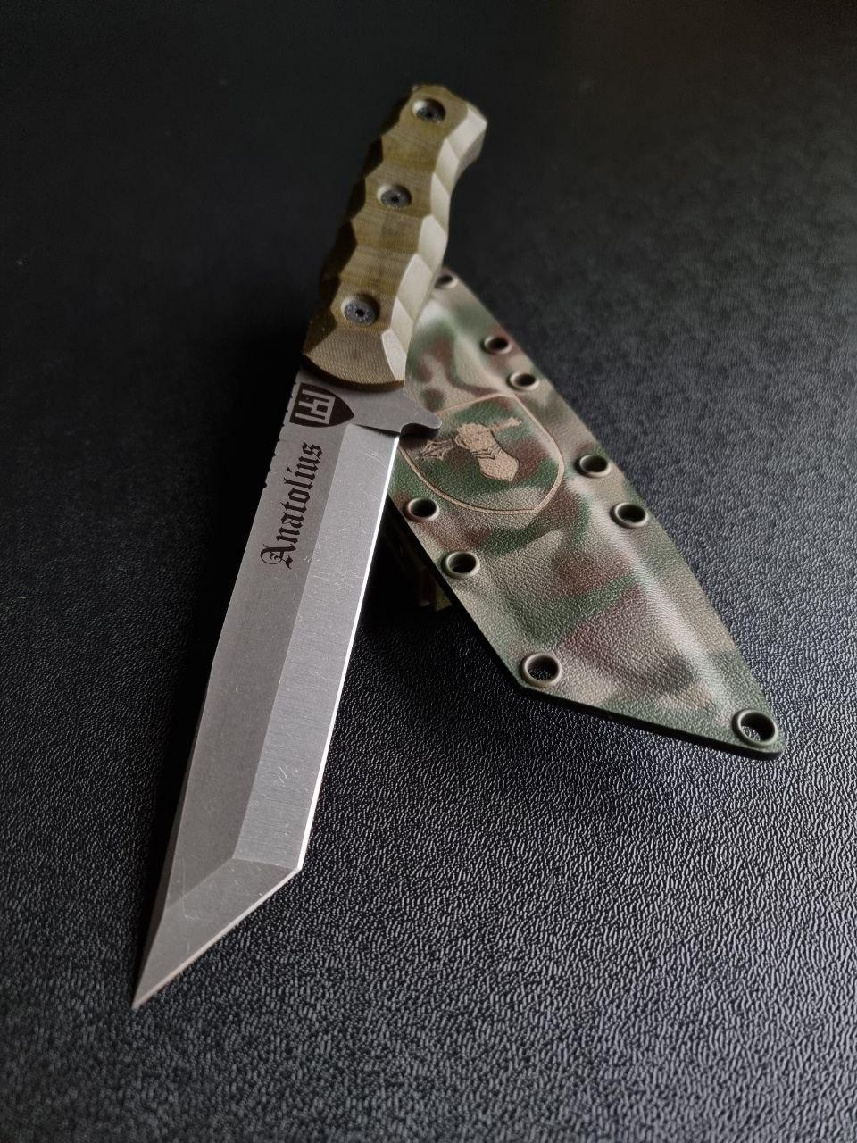 Ніж ручної роботи воїн з гравіюванням, фото 1