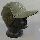 Зимова кепка з липучкою під шеврон (олива)