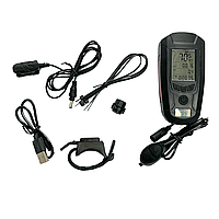 Велоспідометр 5в1 + фара + габарит + сигнал + сигналізація AS-0808