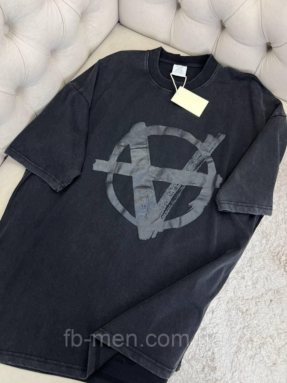 Футболка Vetements Graphic print чоловіча темно-сіра бавовна оверсайз
