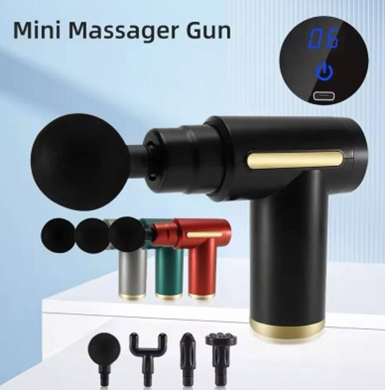 Портативний ручний масажер Mini Massager Gun з вбудованим екраном