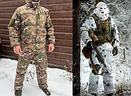 Зимовий костюм водовідштовхувальна софтшел Soft-Shell військова форма Мультикам ЗСУ + Маскувальний костюм зимовий, маскхалат білий