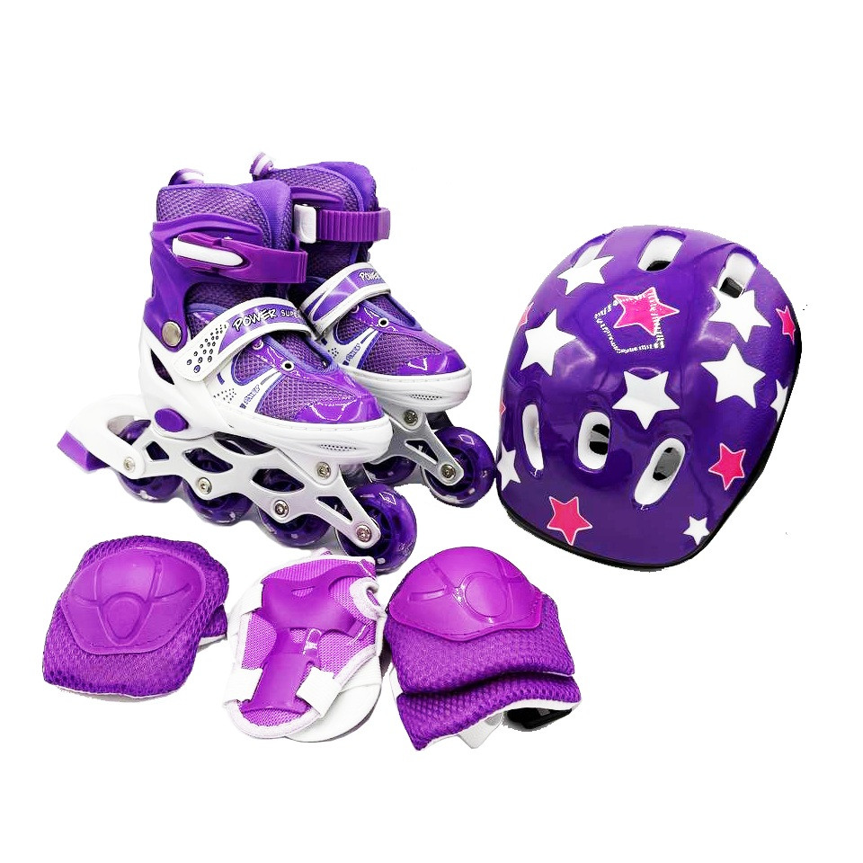 Комплект роликів Happy Combo S (29-33) Фіолетовий: ролики шолом-захист сумка, фото 1