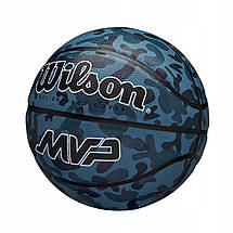 М'яч баскетбольний спортивний ігровий м'яч для баскетболу Wilson MVP Camo Blue синій розмір №7, фото 4