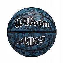 М'яч баскетбольний спортивний ігровий м'яч для баскетболу Wilson MVP Camo Blue синій розмір №7, фото 3